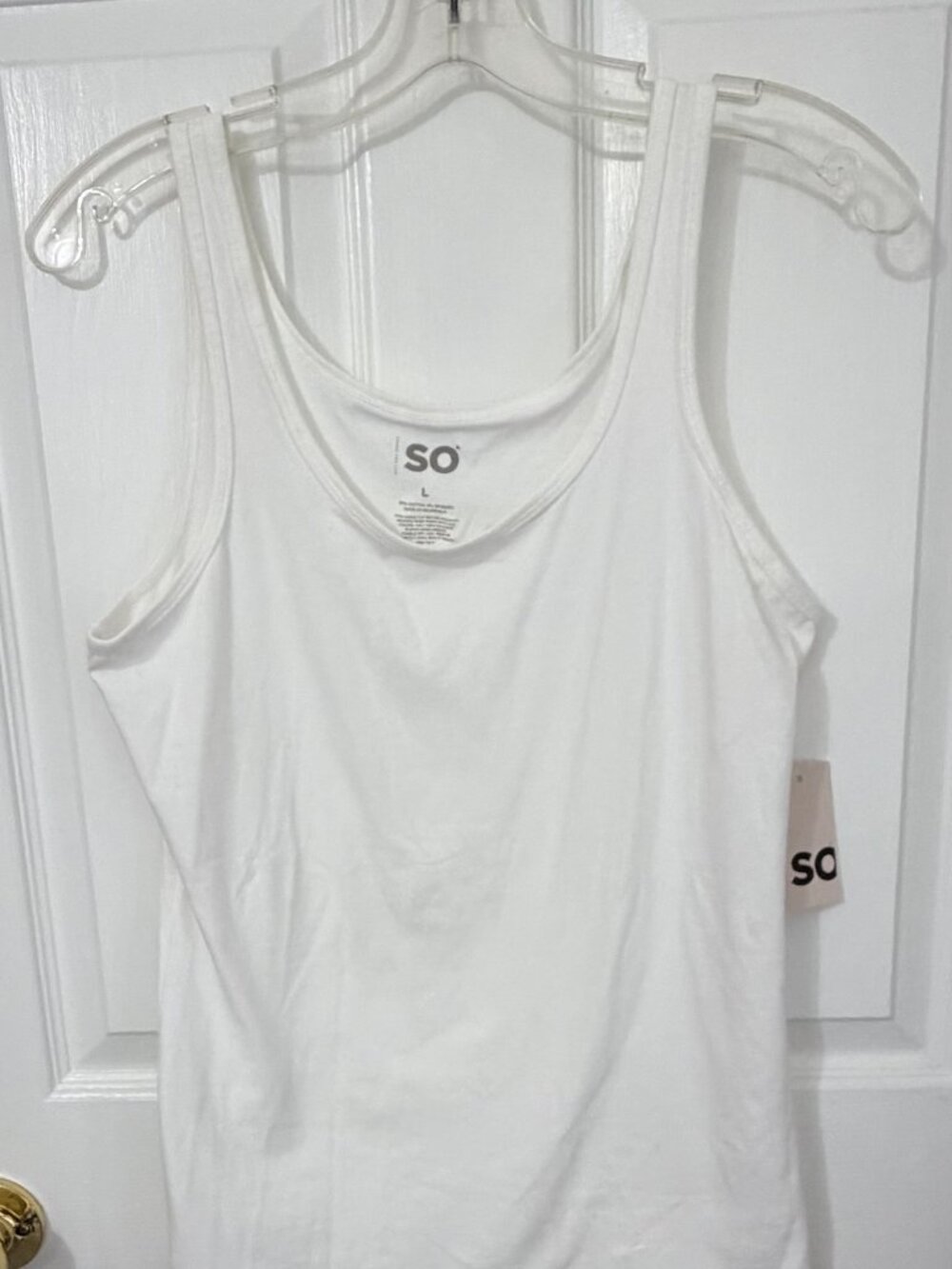 BRAND NEW NWT SO WHITE TANK TOP SHIRT - SIZE LARGE - LAYERING COTTON/SPANDEX B